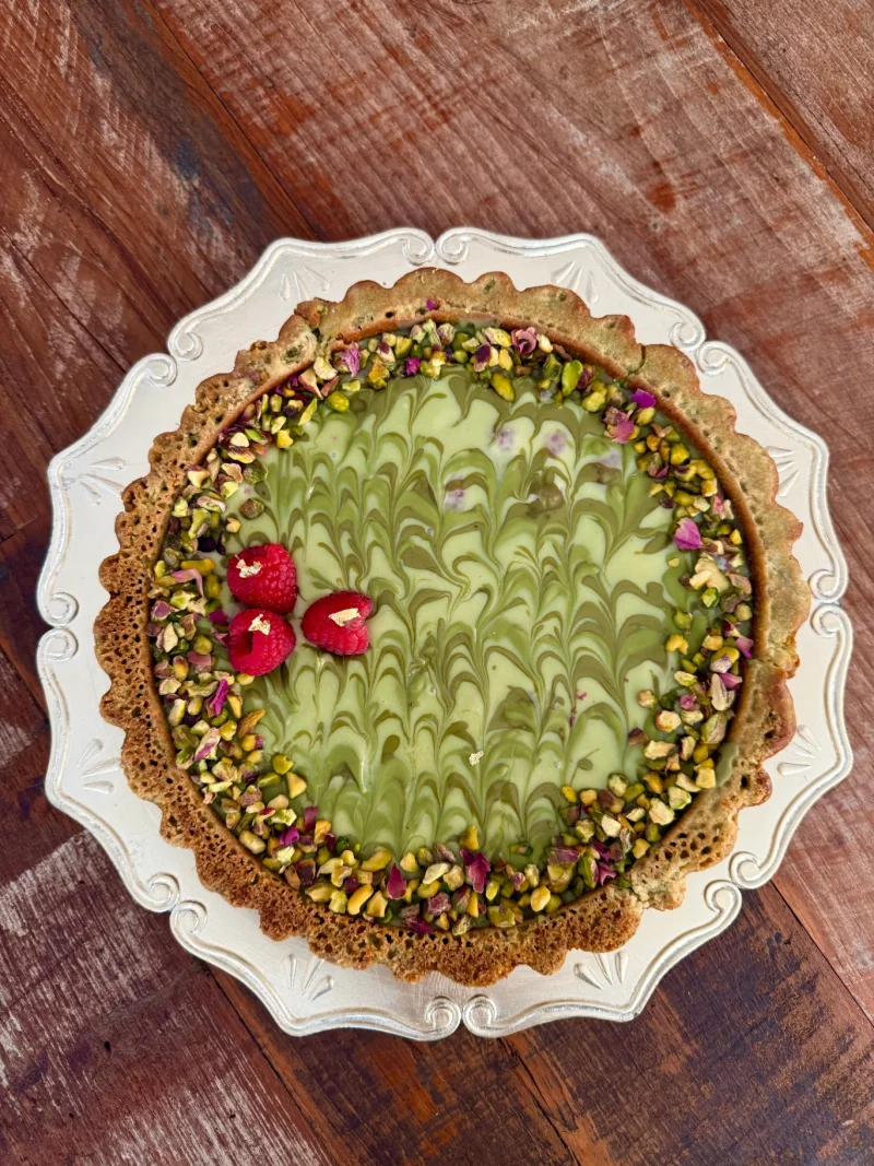 Pistachio Raspberries Tart view 2