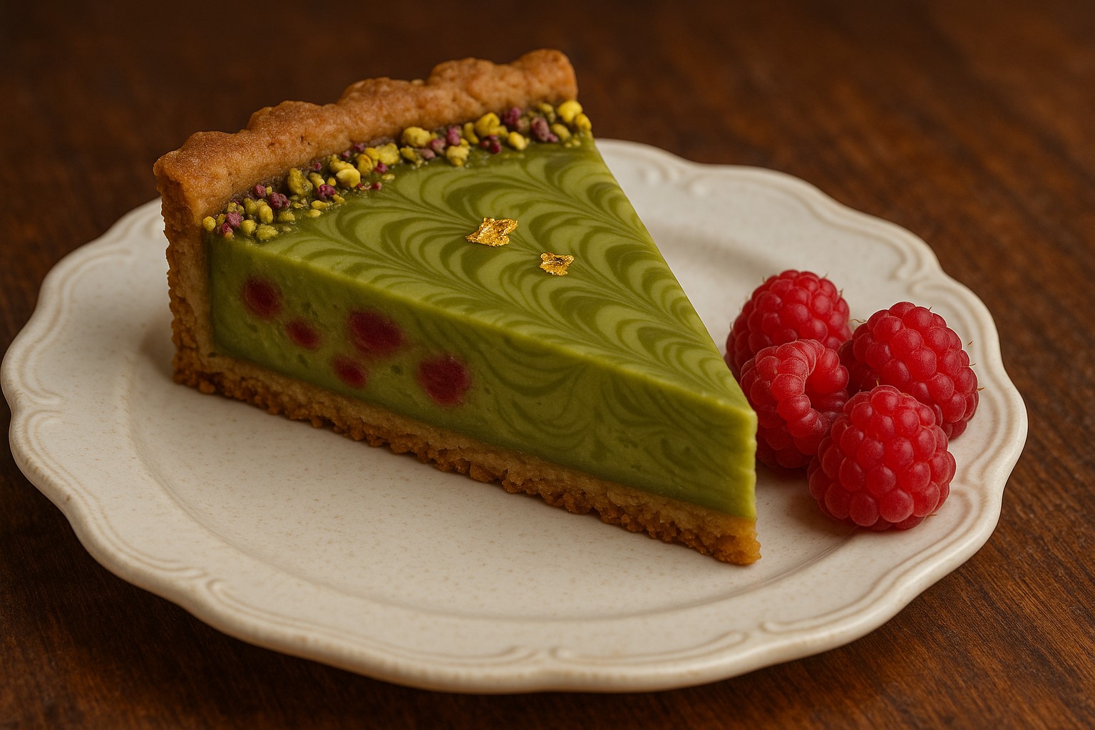 Pistachio Raspberries Tart view 2