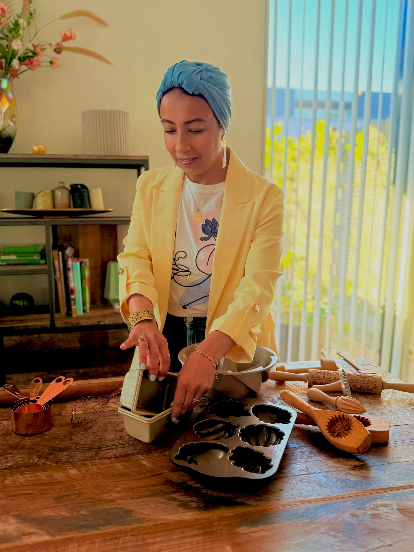 Asma baking in her kitchen