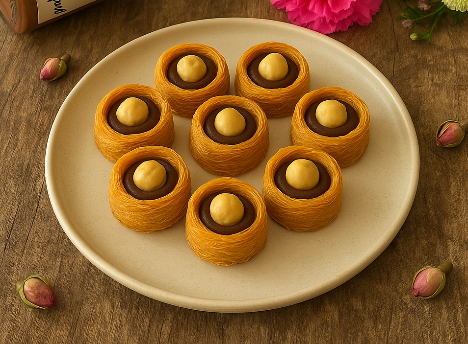 Chocolate Hazelnut Cream Kunafa Nests